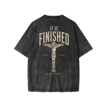 It Is Finished Snow-Washed Oversized Youth Tee