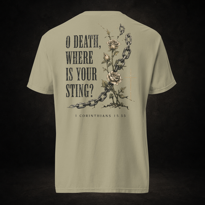 O Death, Where Is Your Sting? Tee | 1 Corinthians 15:55