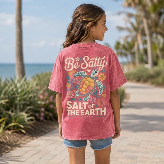 Salt of the Earth Snow-Washed Oversized Youth Tee